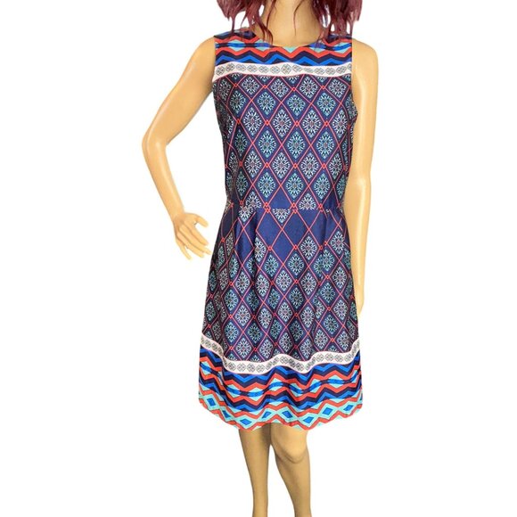 Jade Melody Tam Sleeveless Shift Dress XS kaleidoscope Print Retro 70s Vintage - Picture 1 of 9